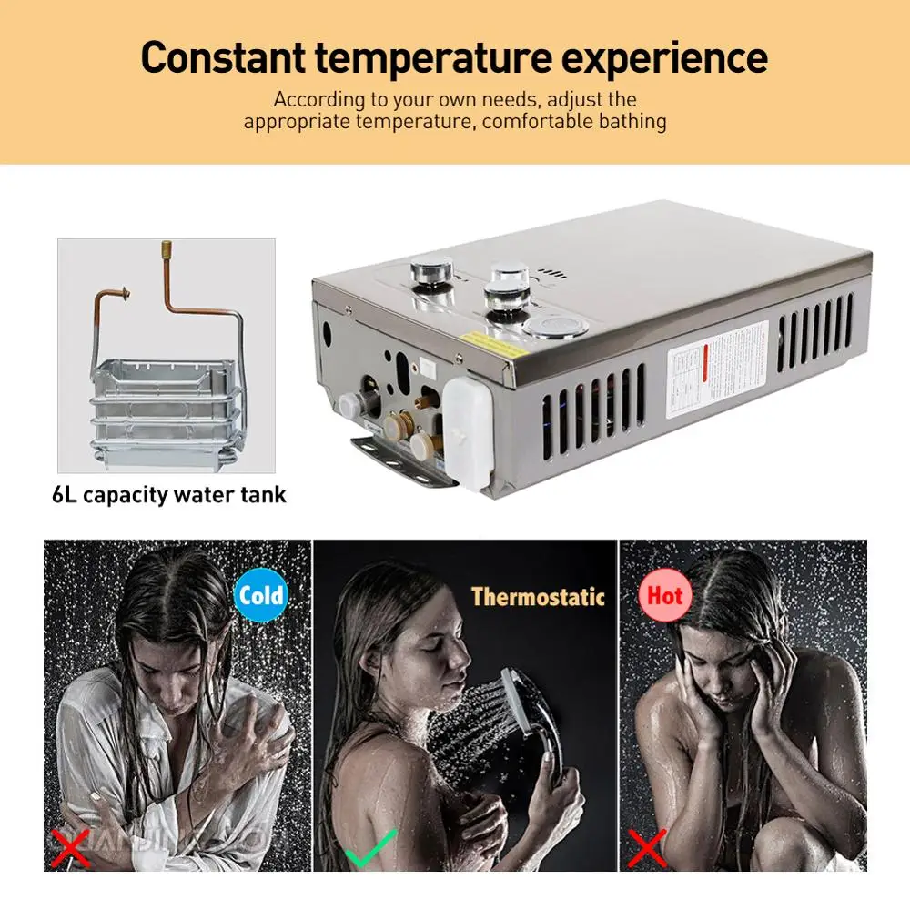 1200 Вт 6л весь дом газовый водонагреватель Открытый Ванная комната прямой