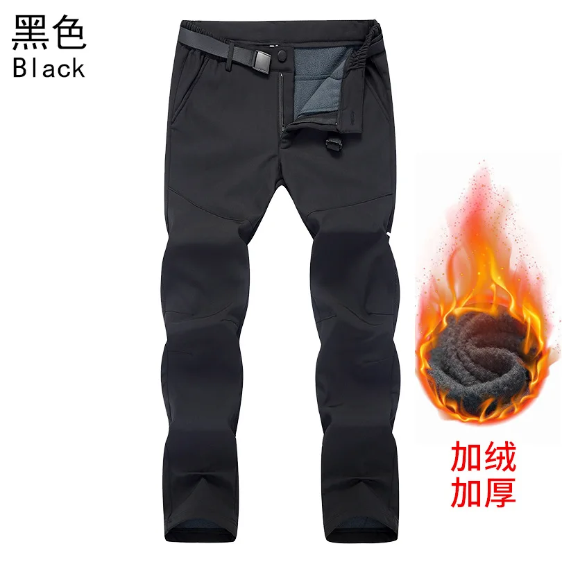 

Men Women Outdoor Couple Pants with Plush Warm Windproof Waterproof Mountain Climing Hiking Solid Color Pants In Autumn Winter