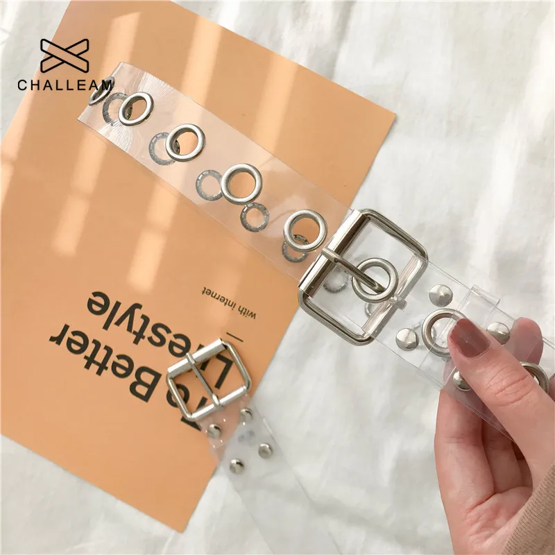 Женский прозрачный ремень с полными втулками женский в стиле панк заклепками и