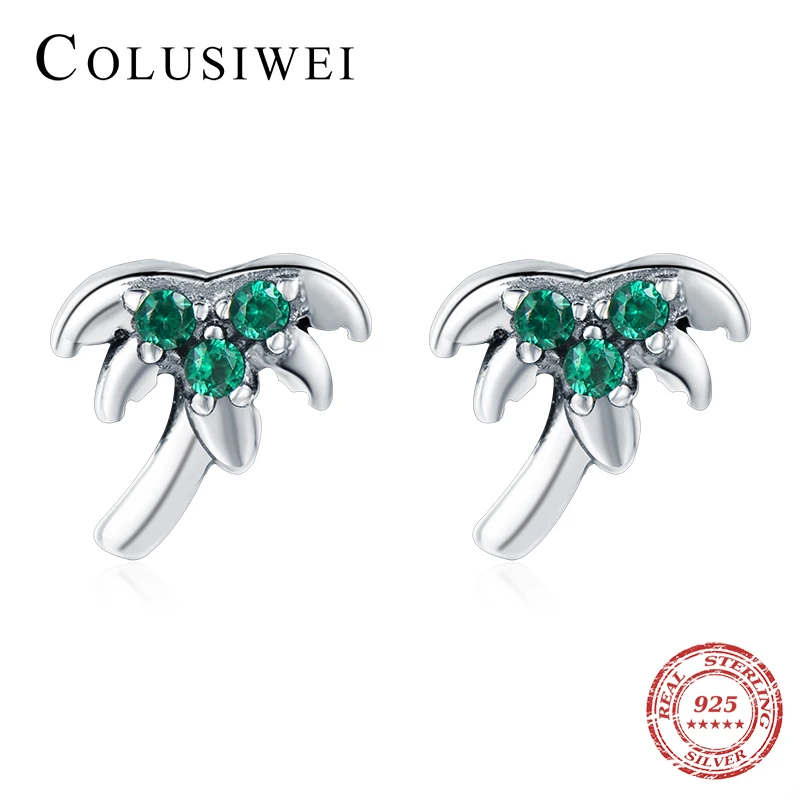 Colusiwei пальмовые деревья сереьряные серьги гвоздики для женщин из натуральной