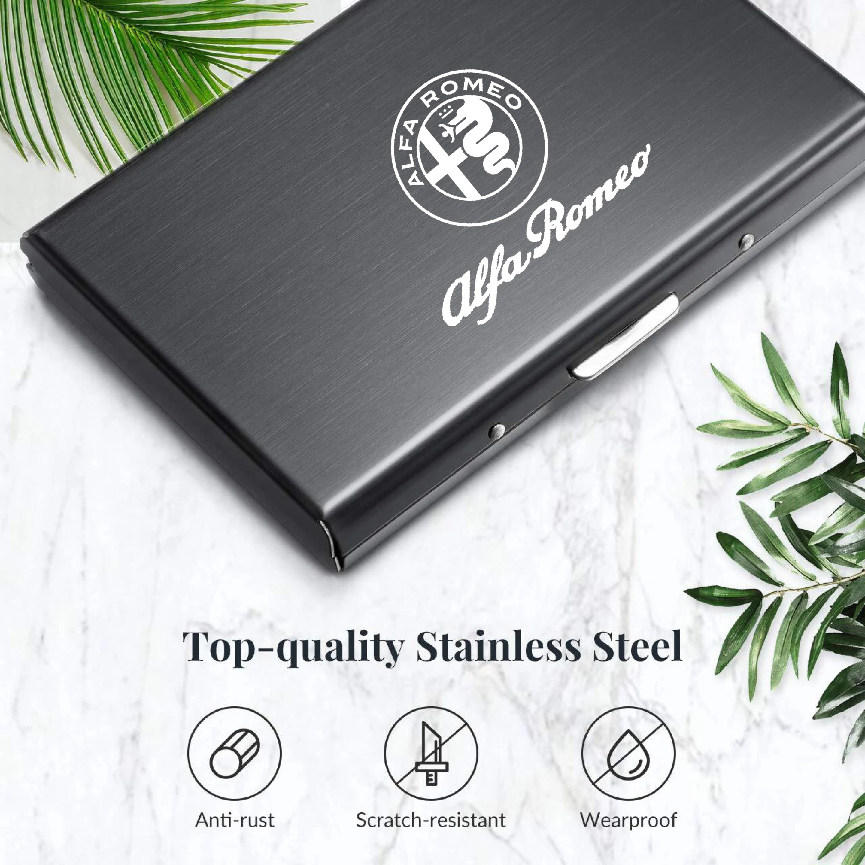 

Fashion Aluminum Alloy RFID Antimagnetic Card Holder Credit Card Case For Alfa Romeo giulia stelvio giulietta 159 147 156 166