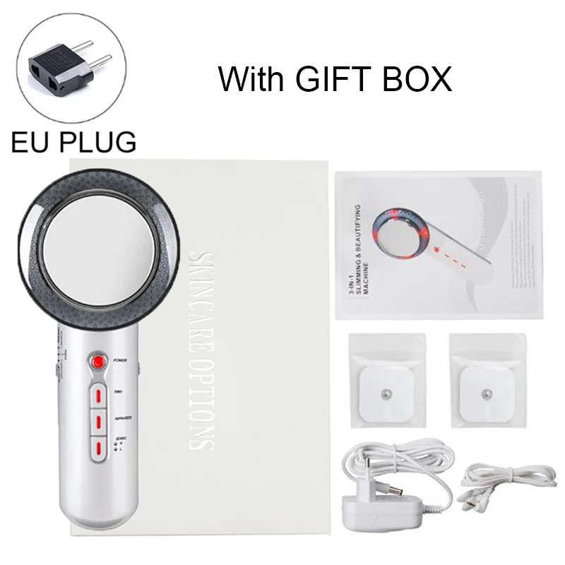 EU Plug with box Ультразвуковая кавитация EMS массажер для похудения тела потеря веса Липо антицеллюлитный жиросжигатель Гальваническая инфракрасная ультразвуковая терапия - Цвет: EU Plug with box