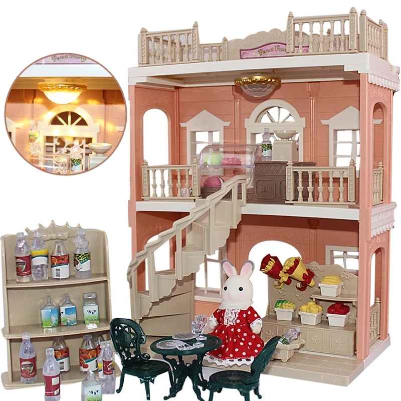 

Dollhouse Furniture Forest Critters Family Koala Town Series Restaurant Fashion Doll House Playset Supermarket Bus Accessories
