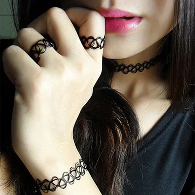 Новая мода панк готический девушка бархат кружево черного цвета Харадзюку