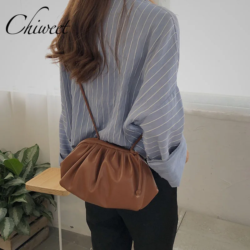 Роскошные мягкие кожаные сумки дизайнерская плиссированная сумка в виде облака