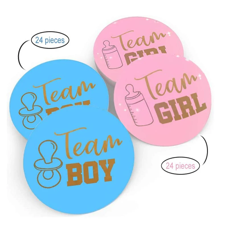 

24/48 pcs Foil gold Team Boy Team Girl Stickers Boy or Girl Vote Sticker for Gender Reveal Baby Shower Favor Party Decoration