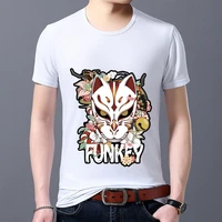 mens t shirt funny classic white top student slim short sleeve firefox junior mask print commuter o neck male youth t shirt