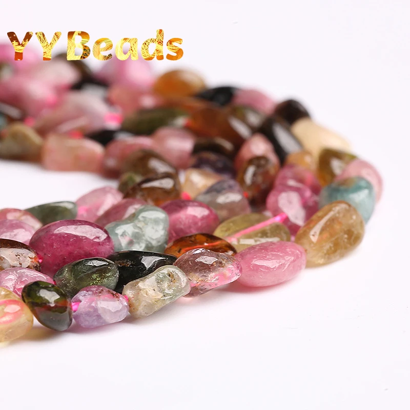 

6-8mm Natural Irregular Colorful Tourmaline Stone Beads Loose Spacer Beads For Jewelry Making DIY Bracelets Necklace 15'' Strand