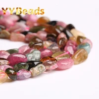 6 8mm natural irregular colorful tourmaline stone beads loose spacer beads for jewelry making diy bracelets necklace 15 strand