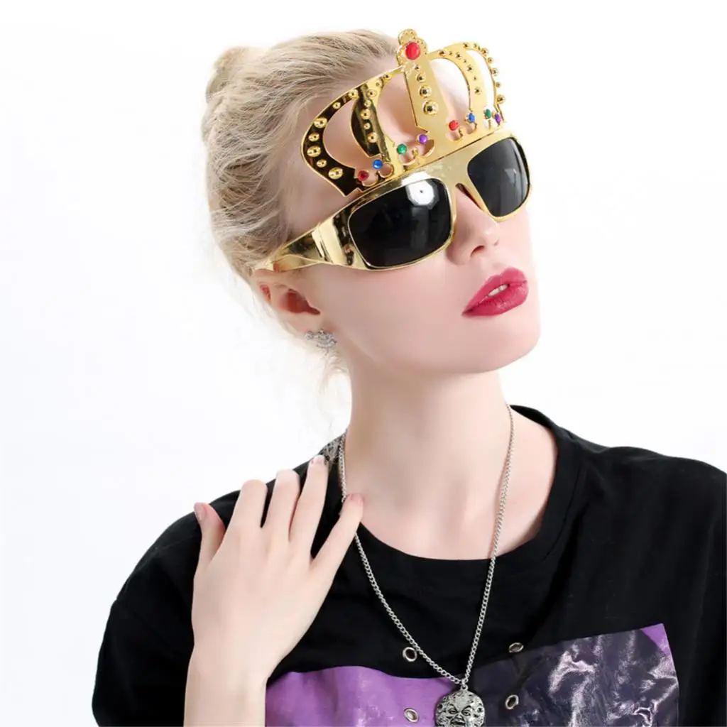 

Novelty Gold Princess Crown Designed Sunglasses Girls Party Fancy Dress Photo Props