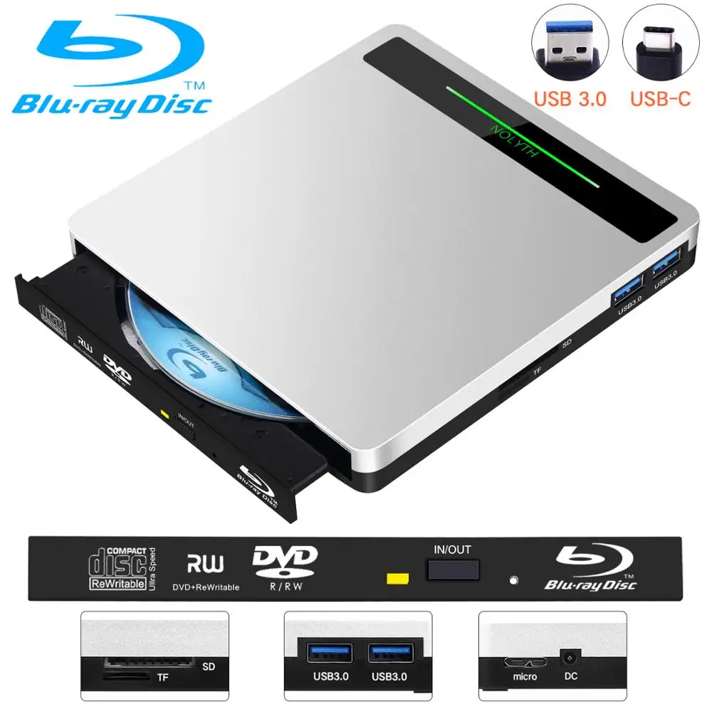 5 в 1 Blu Ray диск внешний blu ray Player горелки для ноутбука MacBook/Windows/ПК поддерживает карты