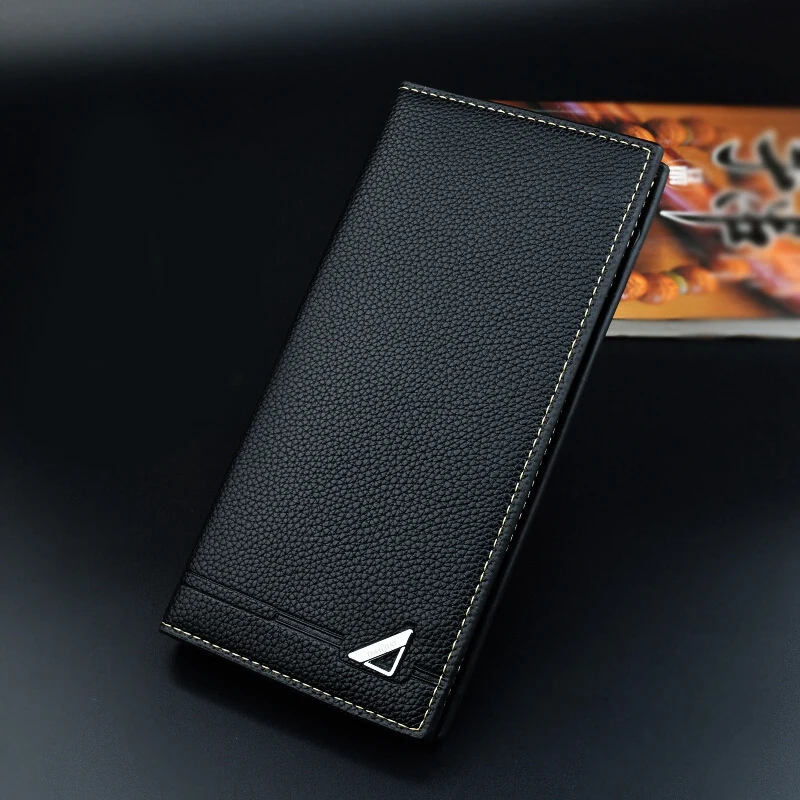 Men's Wallet Long Multi-Card Clip Fashion 3 Fold Lychee Pattern Soft Large Capacity PU Leather Purse Foldable | Багаж и сумки