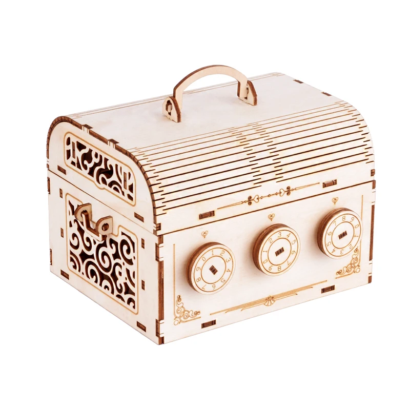 

3D Wooden Storage Password Box Puzzle Model Building Home Decoration Combination Treasure Box Education Toys for Children Gifts