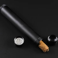 cohiba cigar case humidor aluminum single black metal cigar tube with cigar humidifier moisturizing tablets travel accessories