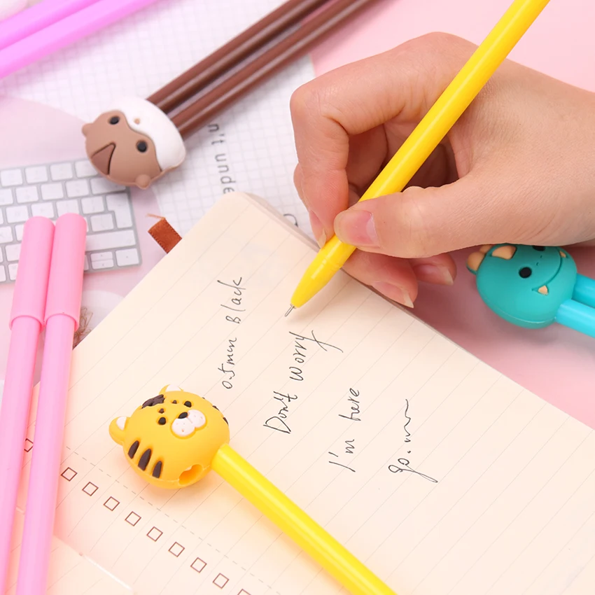 2 шт./пара ленивый штраф ручка 0,5 мм, принт с героями мультфильмов Kawaii, Животные записи пара гелевая ручка школы и офиса письменные принадлежности Канцтовары для студентов