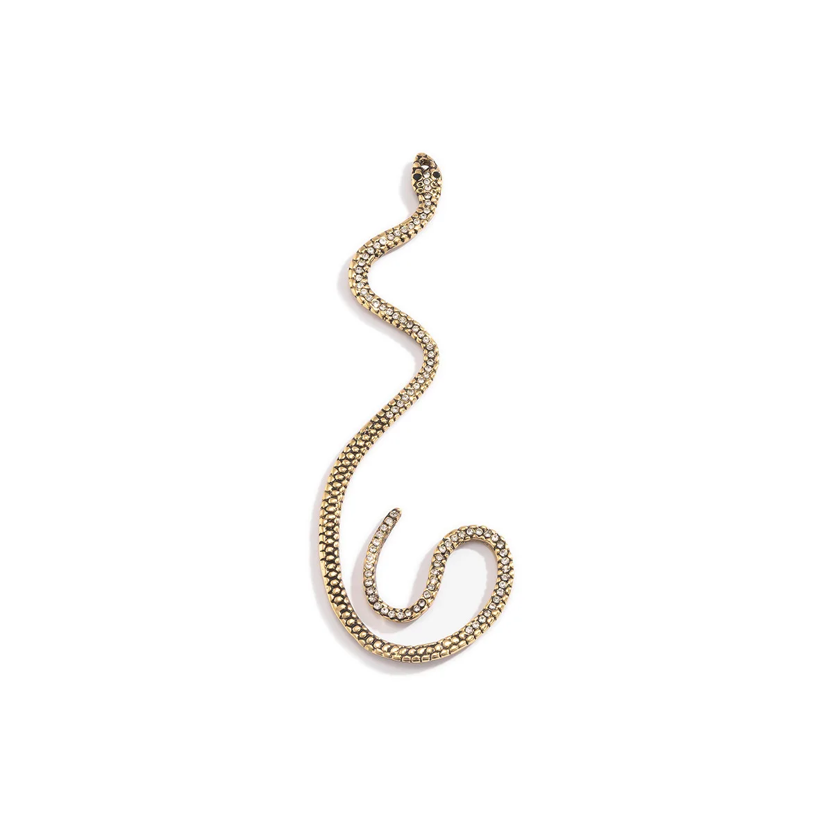 

Micro-inlaid Rhinestones Three-dimensional Snake-shaped Ear Bone Clip with Irregular Geometry and Old Alloy Ear Hooks