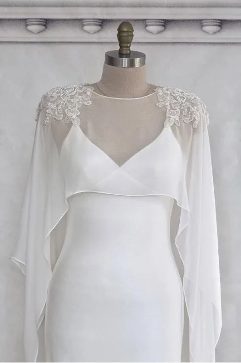 Шифоновая Свадебная накидка цвета слоновой кости с белыми бусинами | Свадьбы и