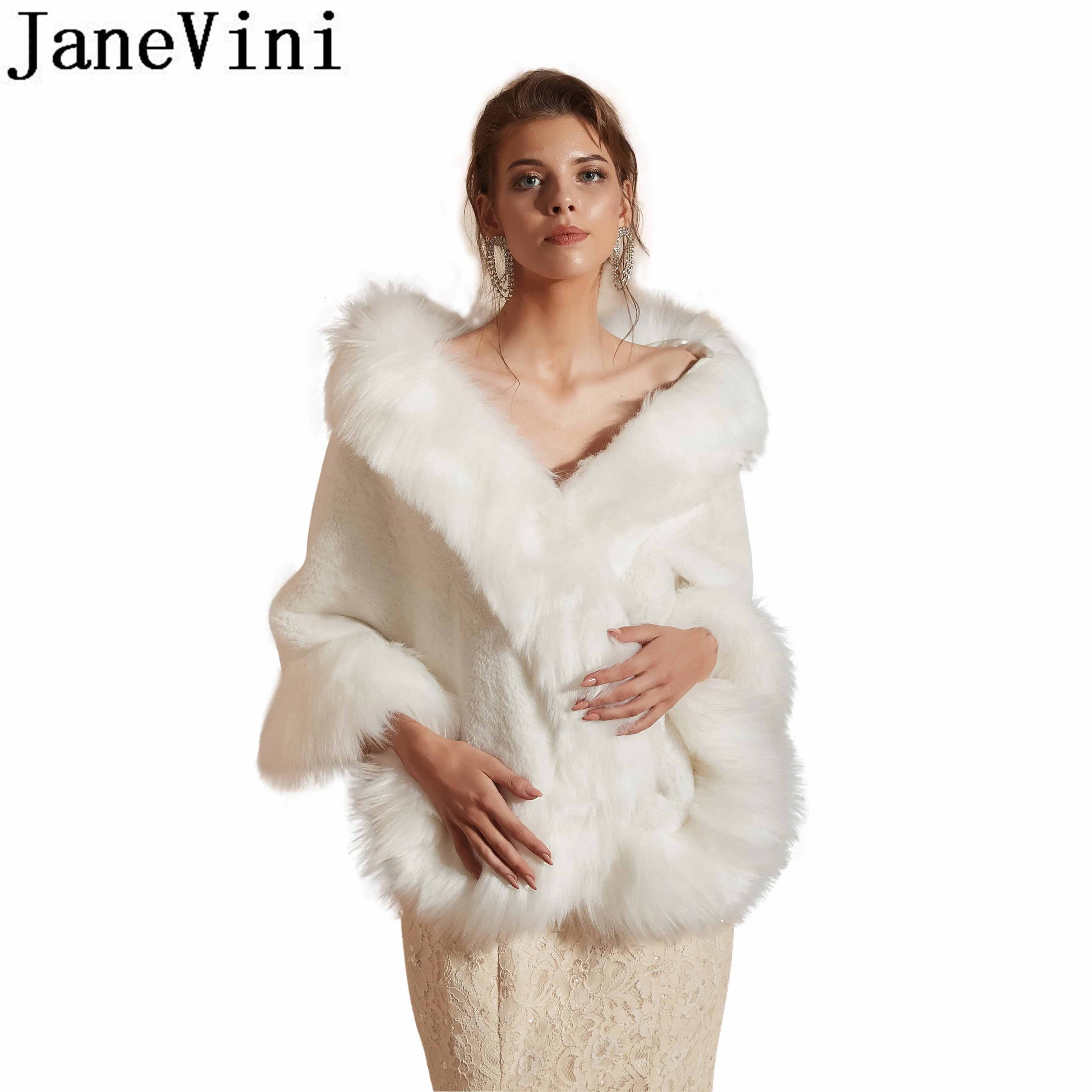 Зимнее свадебное платье jaevini из искусственного меха Болеро шаль бруидов накидка