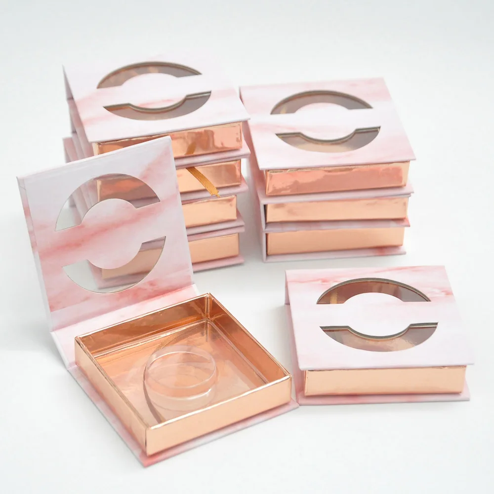 

Wholesale eyelash packaging box lash boxes package custom square marble grey silver faux cils makeup case vendors fast shipping