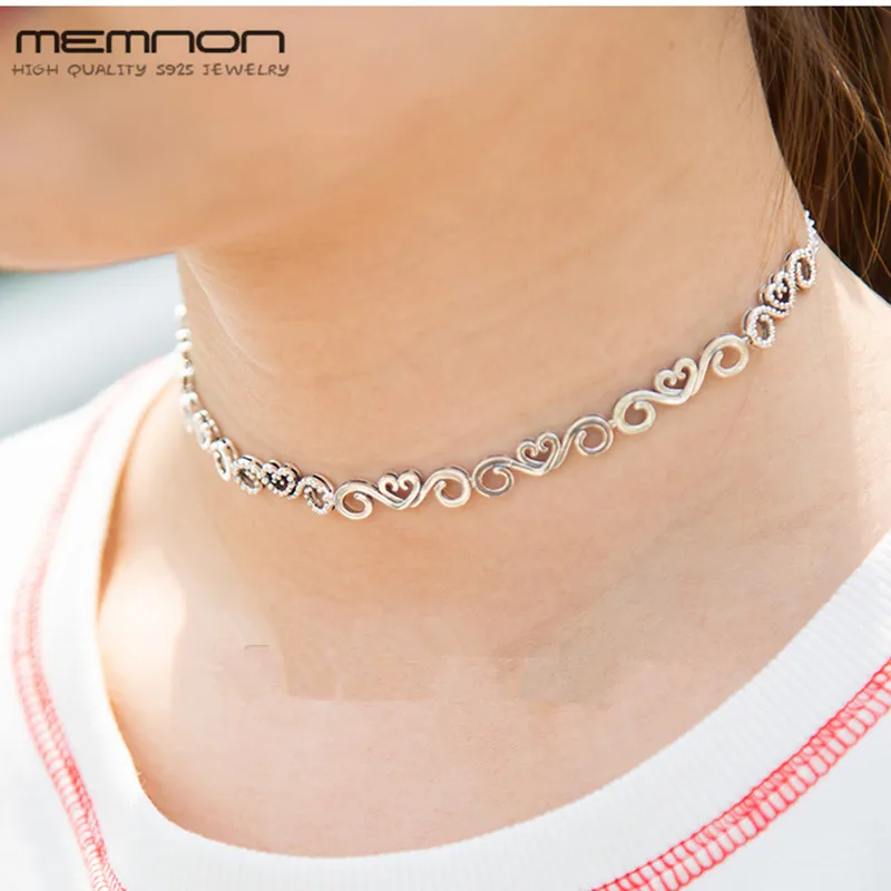 Серебряное ожерелье-чокер Memnon S925 в форме сердца серебро 925 пробы ювелирные