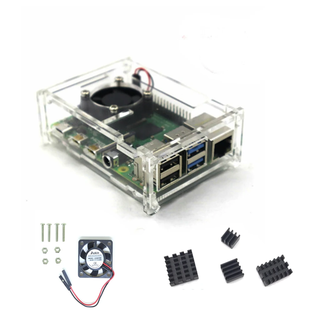 Raspberry Pi 4 Модель B стартовый комплект источник питания акриловый чехол вентилятор радиатора HDMI