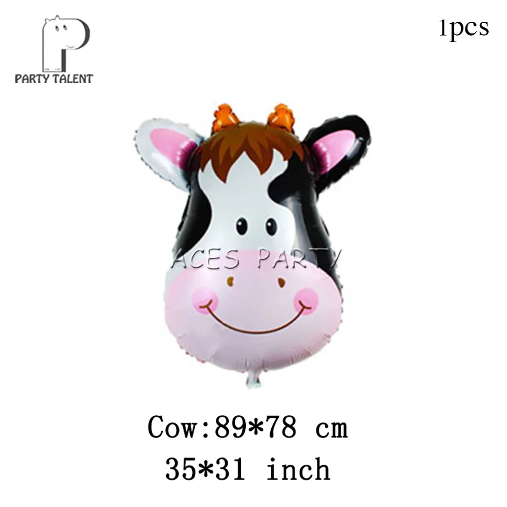 1pcs cow balloon Boys Kids Farm Animal theme table cloth table cover, birthday party Tableware Balloon Candy Box Flag Plate Cup Party Supplies - Цвет: 1pcs cow balloon