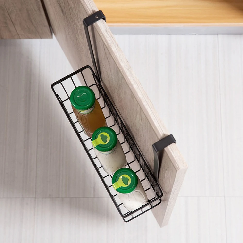 Cabinet Door Back Accessories Nordic Style Minimalist Kitchen Organizer Collection Spice Bottles Hanging Basket Iron Home |