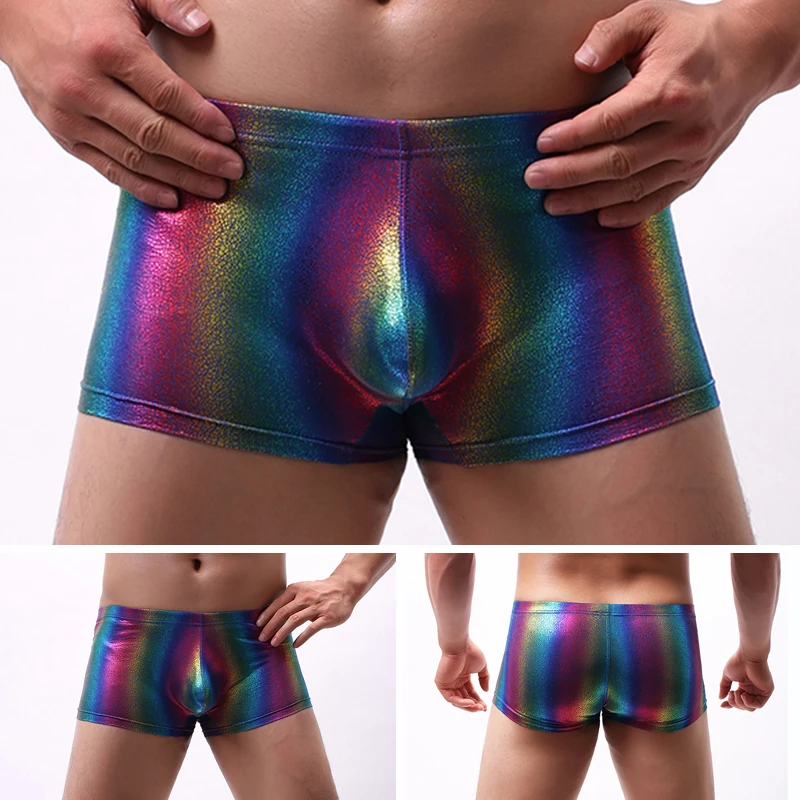 Мужские боксеры радужные высокие эластичные сетчатые с низкой талией модные