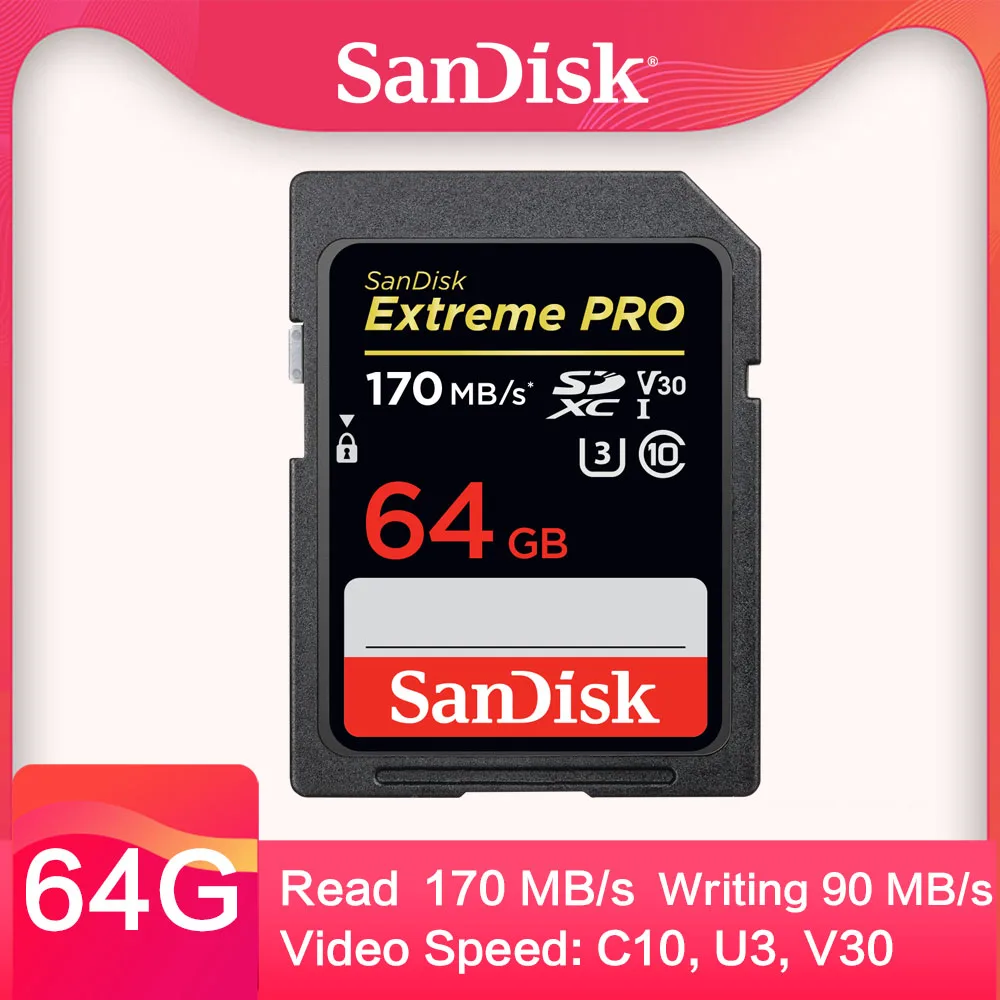 Карта памяти SanDisk Extreme Pro sd 32 ГБ класс 10 64 128 scheda sd256G SDHC SDXC UHS-I 95 м/с V30 4K для цифровой
