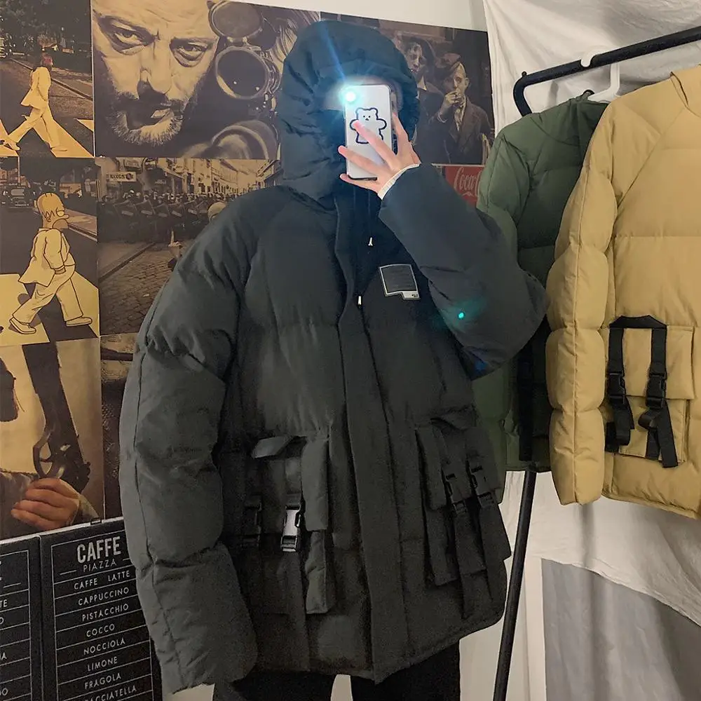 Новинка 2019 Мужская парка пальто зеленое с капюшоном зимнее для мужчин теплое