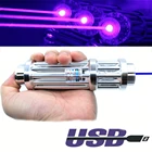 Мощная перезаряжаемая по USB Синяя лазерная указка со встроенным аккумулятором мощный зеленый красный лазерный прицел с регулируемым фокусом лазерная указка