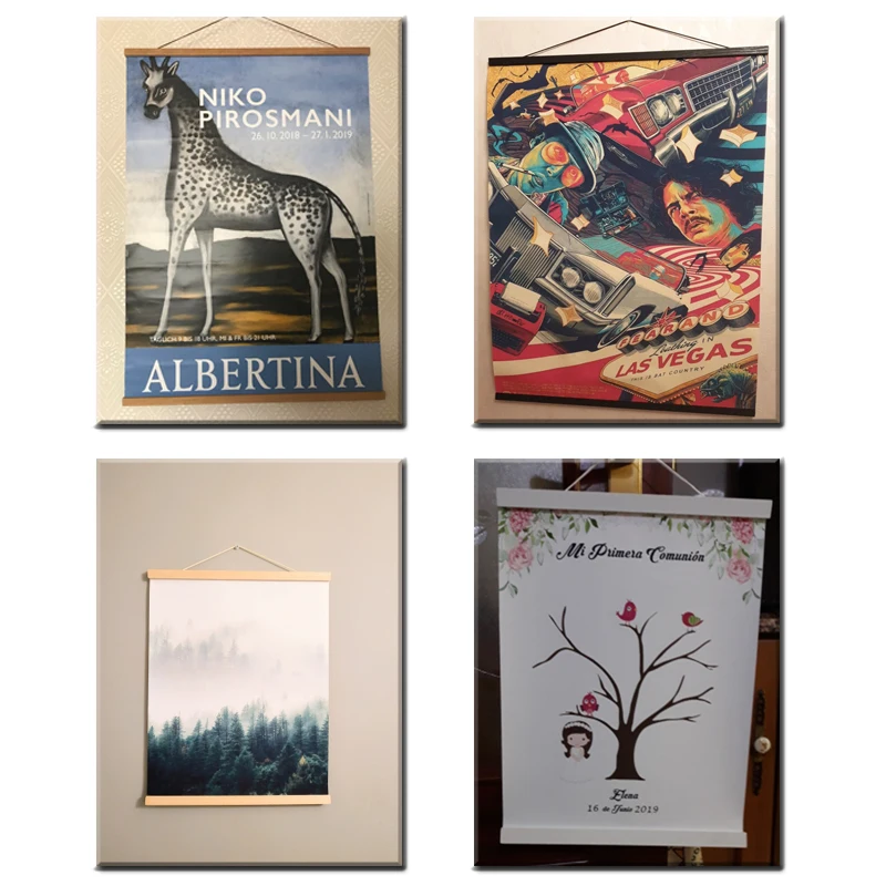 Деревянная вешалка для постера фотомагнитная рамка четыре цвета сделай сам