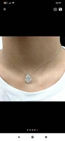 9k white gold necklace pendant with 6%c3%979mm pear shape def color moissanite 35cm chain