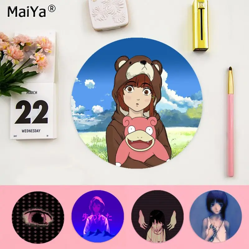 

MaiYa Serial Experiments Lain Anime Customized laptop Gaming round mouse pad Anti-Slip Laptop PC Mice Pad Mat gaming Mousepad