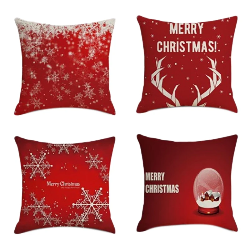 

Рождественская квадратная наволочка, домашний декор, льняные наволочки для подушек, наволочки для дивана, автомобиля, красивый узор, подаро...