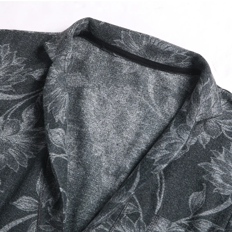 Осенне-зимний шерстяной мужской тонкий костюм повседневный блейзер с принтом