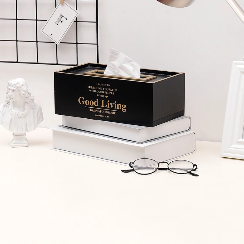 

Wooden Tissue Box Container Napkin Tissue Holder Paper Dispenser Simple Fashion Tissue Holder Case for Office Home Decoration