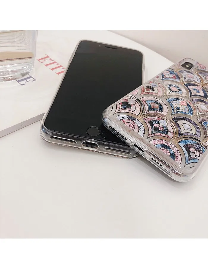 

Luxury Scaly Vintage Floral Liquid Phone Case Gold Quicksand Tpu for Iphone 11 11 Pro Max X XR Xs Max 6 6S 8 7 Plus 2020SE
