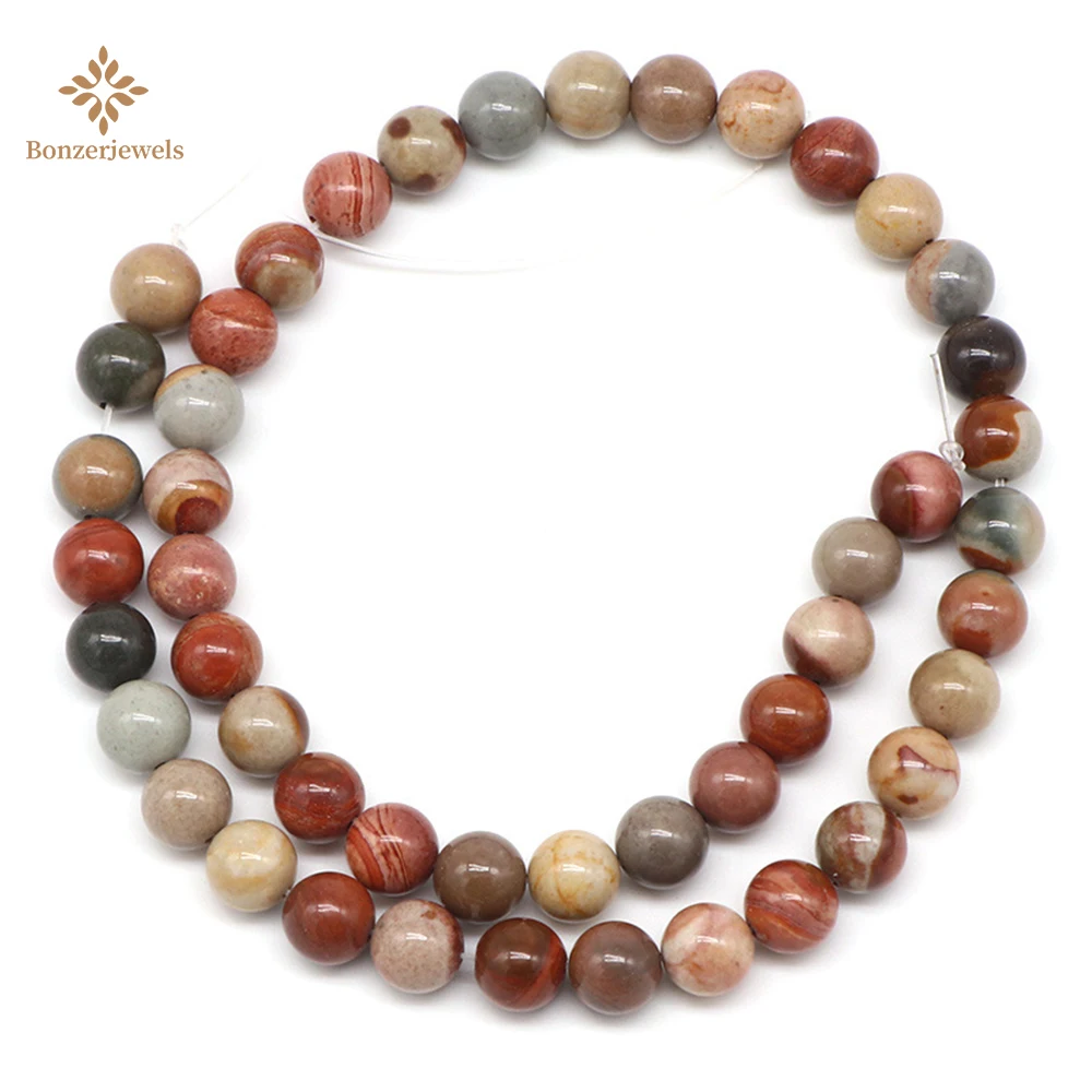 

Wholesale Natural Stone American Picture Jaspers Round Beads 15" Strand 4 6 8 10 12MM Pick Size For Jewelry Making