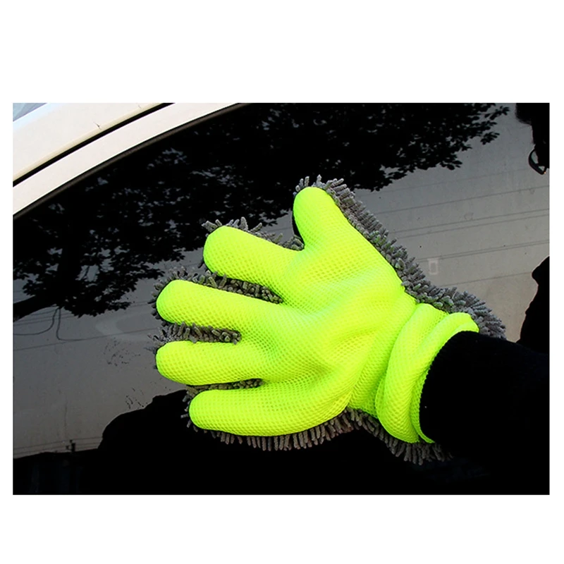 

Car Wash Gloves Cleaning Rag Microfiber Single-Sided Chenille Cleaning Gloves Mesh Cloth Lining Car Wash Tools