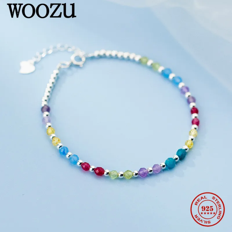 

WOOZU 925 Sterling Silver Romantic Rainbow Beads Zircon Charm Bracelets For Women Wedding Korean Luxury Creativity Jewelry Gifts
