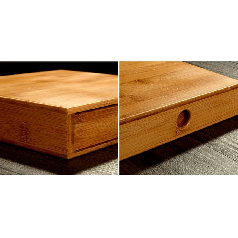 Natural Bamboo Tea Box Wood Tray Kung Fu Set Teaware Accessories Packaging Drawer Type Single Layer Storage | Дом и сад
