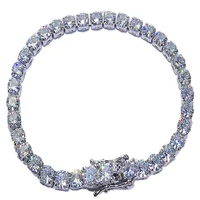 womens s925 sterling silver bracelet girls 4mm round generous hip hop high carbon diamond bracelet for men sparkling jewelry