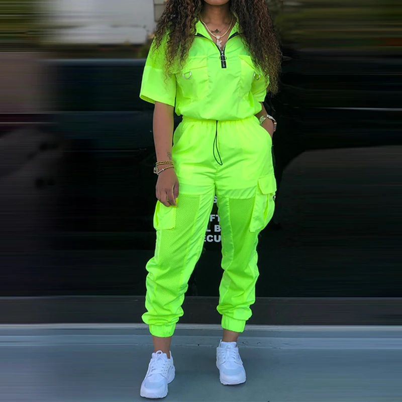 Женский спортивный костюм из двух частей размера плюс пуловер с коротким рукавом