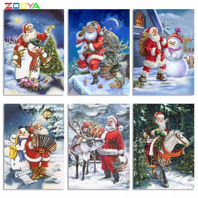 

ZOOYA DIY 5D Diamond Painting Santa Claus Diamond Embroidery Christmas Full Square Diamond Mosaic Winter Cross Stitch Home Decor