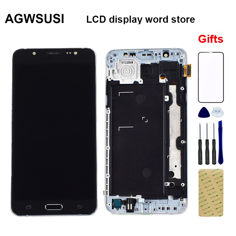 Для samsung Galaxy J7 lcd J710 SM J710F J710FN J710M J710H J710A DS lcd дисплей+ кодирующий преобразователь сенсорного экрана в сборе рамка
