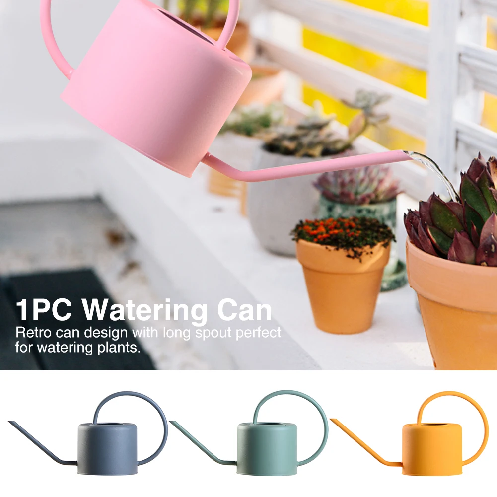 

Retro Iron Art Indoor Outdoor Gardening Tools Large Capacity Easy Grip Flower Plant Patio 1L Matte Watering Can With Long Spout