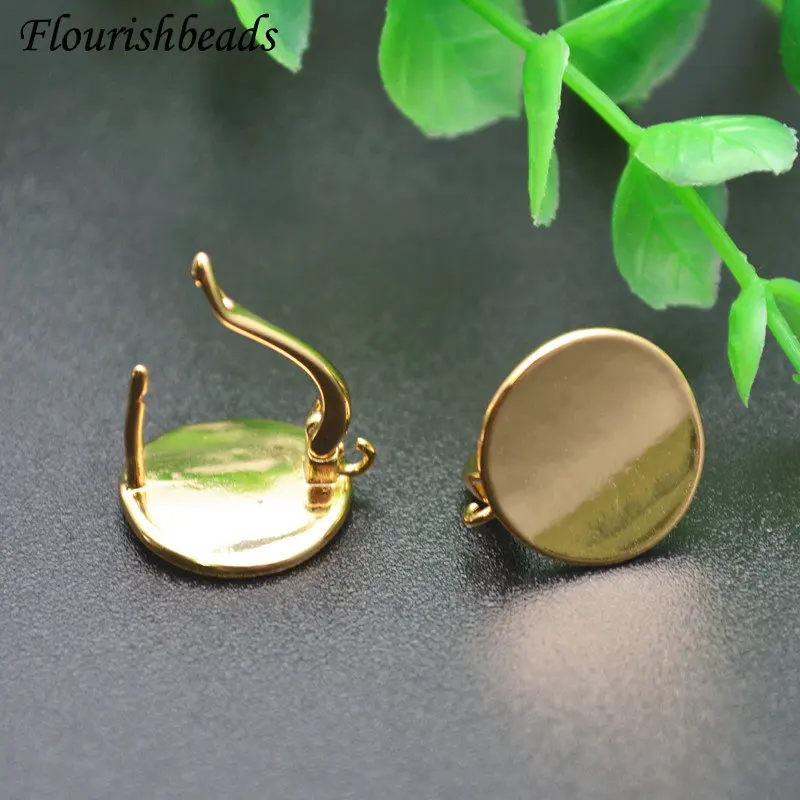 round coin shape earrings hooks real gold plating metal ear wires diy women jewelry making components gold silvery color free global shipping