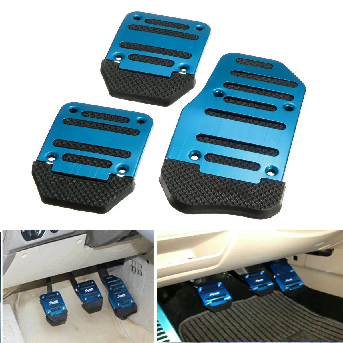 

1 Set 3Pcs Non-slip Footrests Aluminum Alloy Car Foot Treadle Pedals Cover Pad