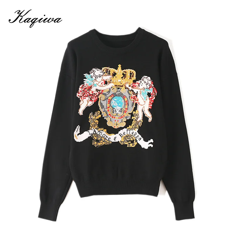 Женский свободный свитер с вышивкой Star same модель 2020 года в Корейском стиле на